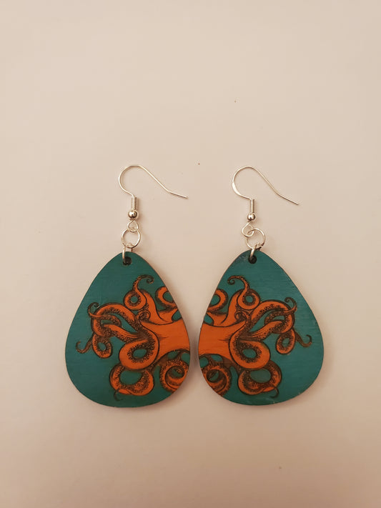 Handpainted Wood Earrings