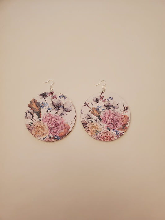 Floral Paper Wood Earrings