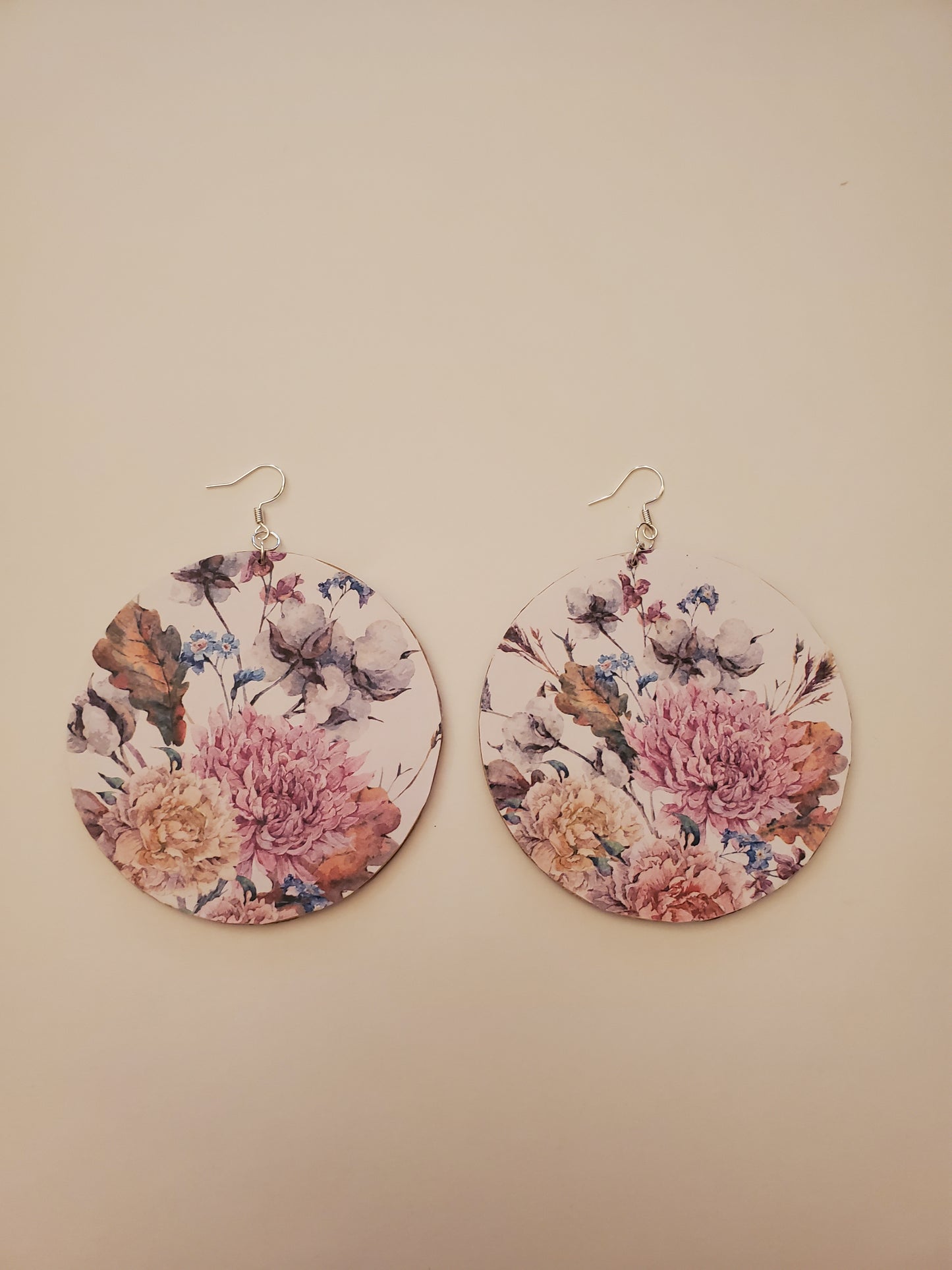 Floral Paper Wood Earrings