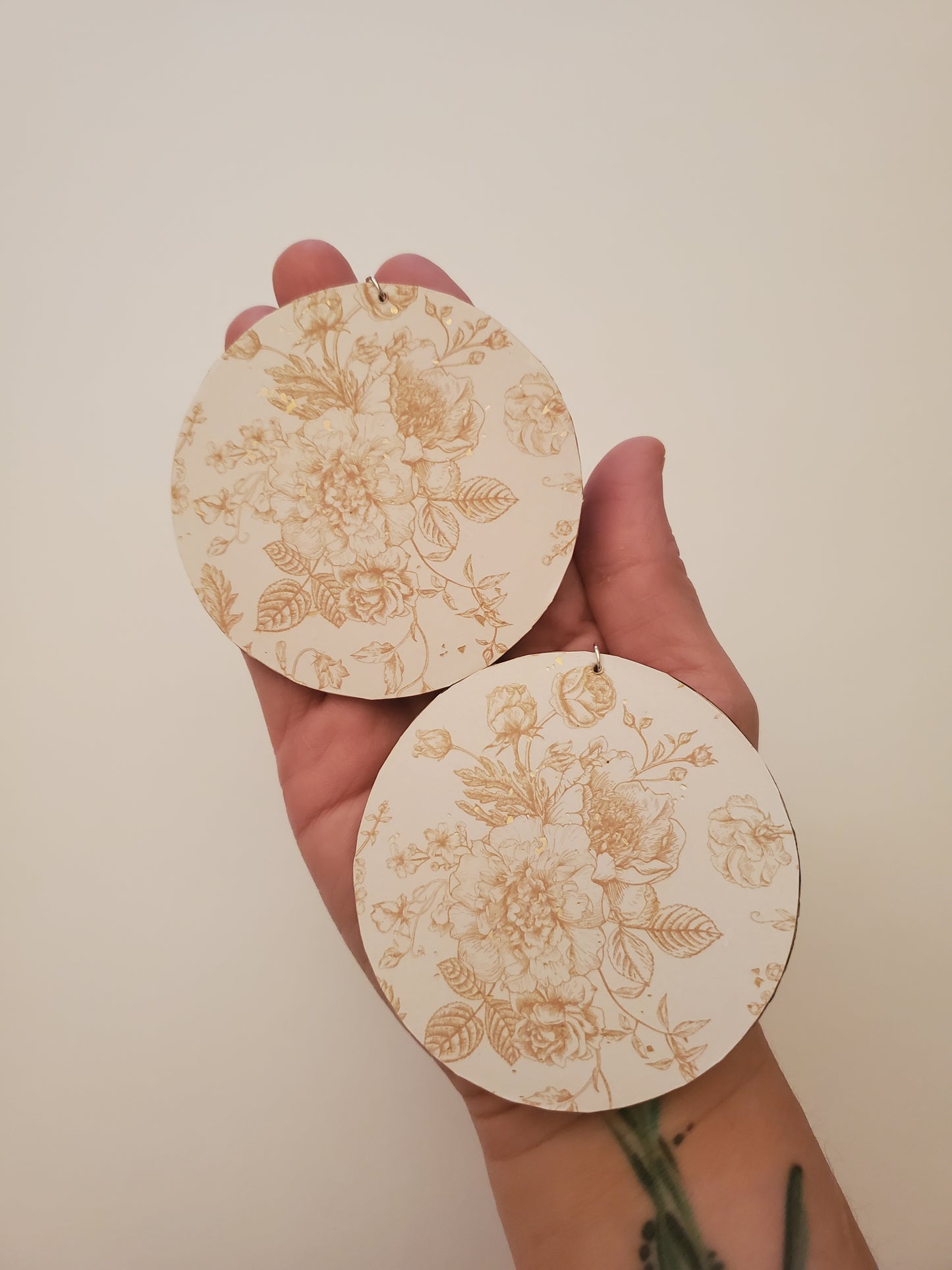 Floral Paper Wood Earrings