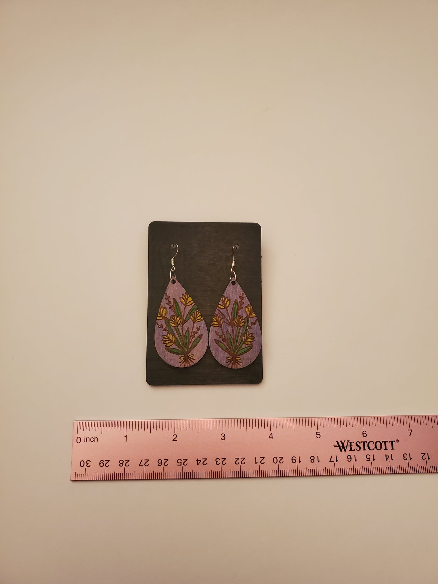 Painted Floral Wood Earrings