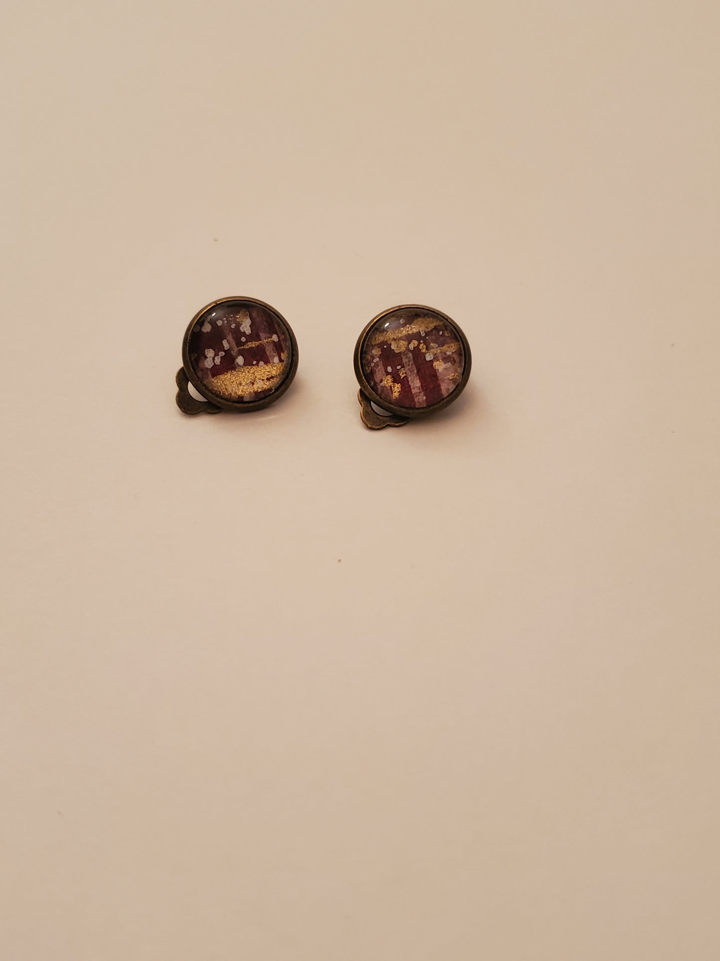 Glass Cabachon Tiny Clip On Earrings