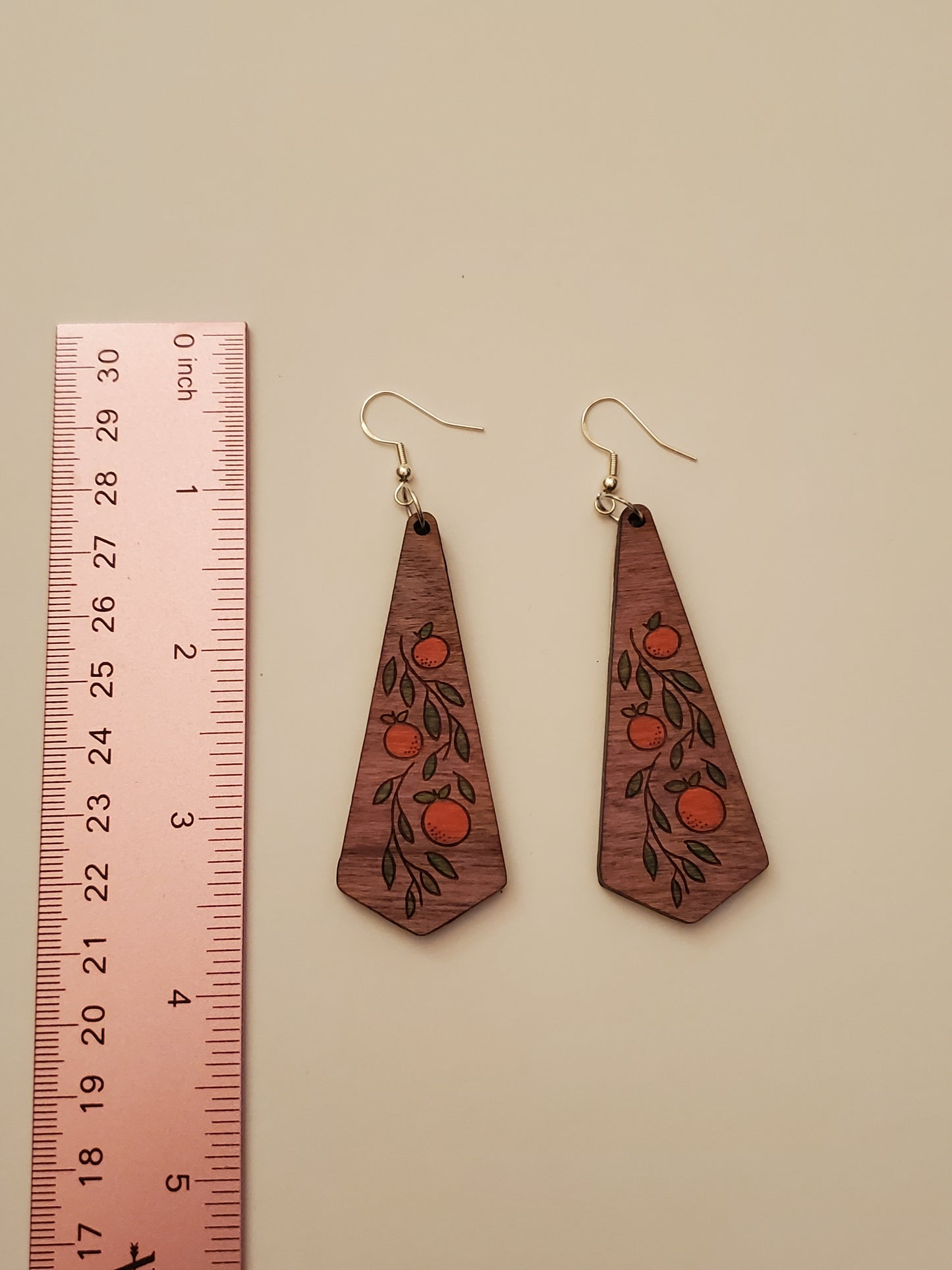 Handpainted Wooden Orange Fruit Earrings