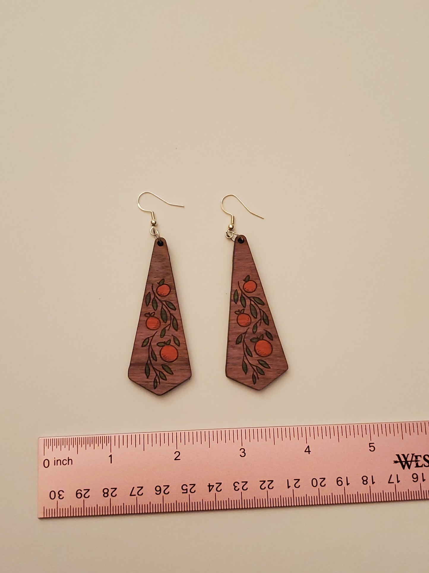 Handpainted Wooden Orange Fruit Earrings