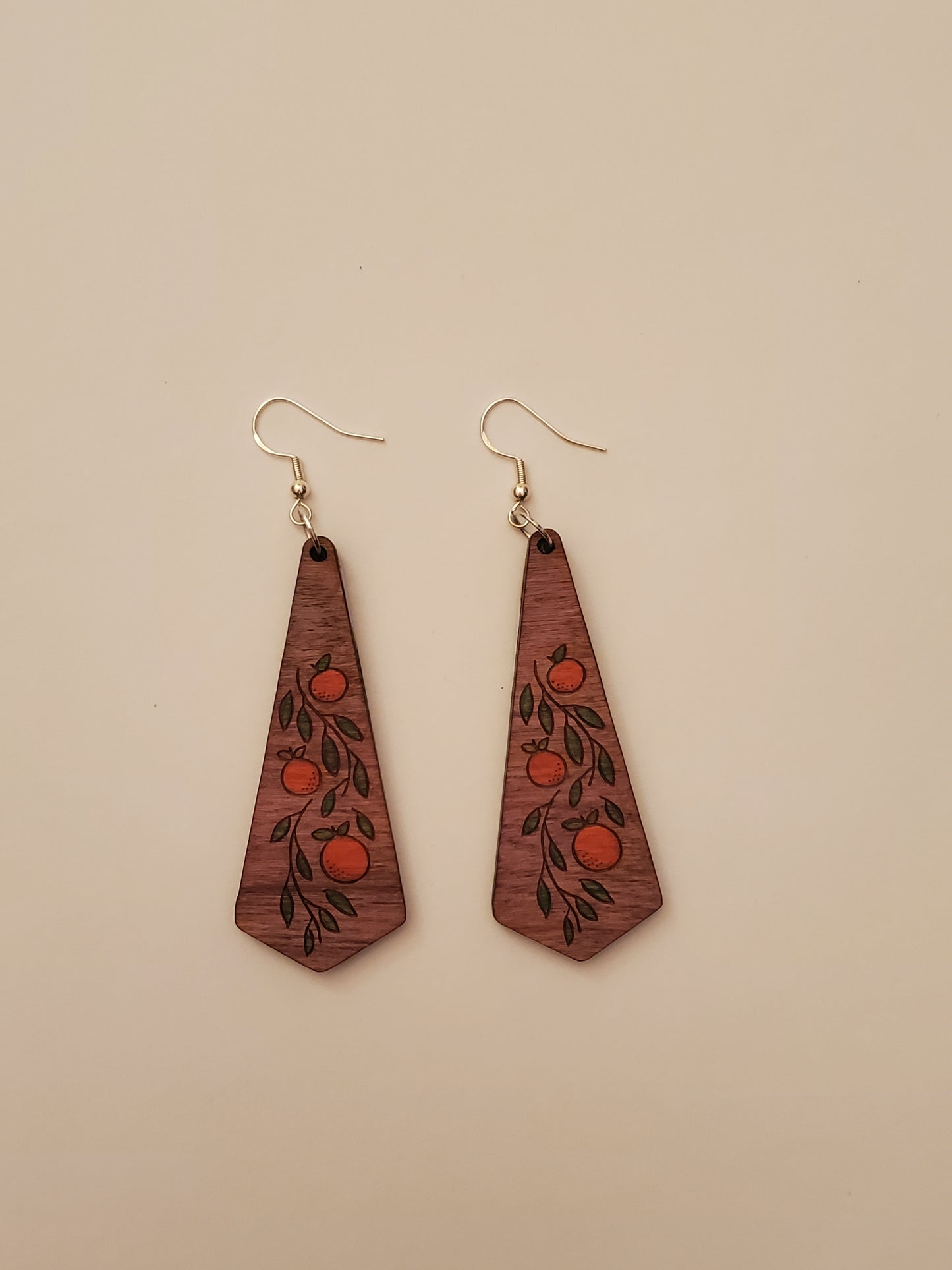 Handpainted Wooden Orange Fruit Earrings