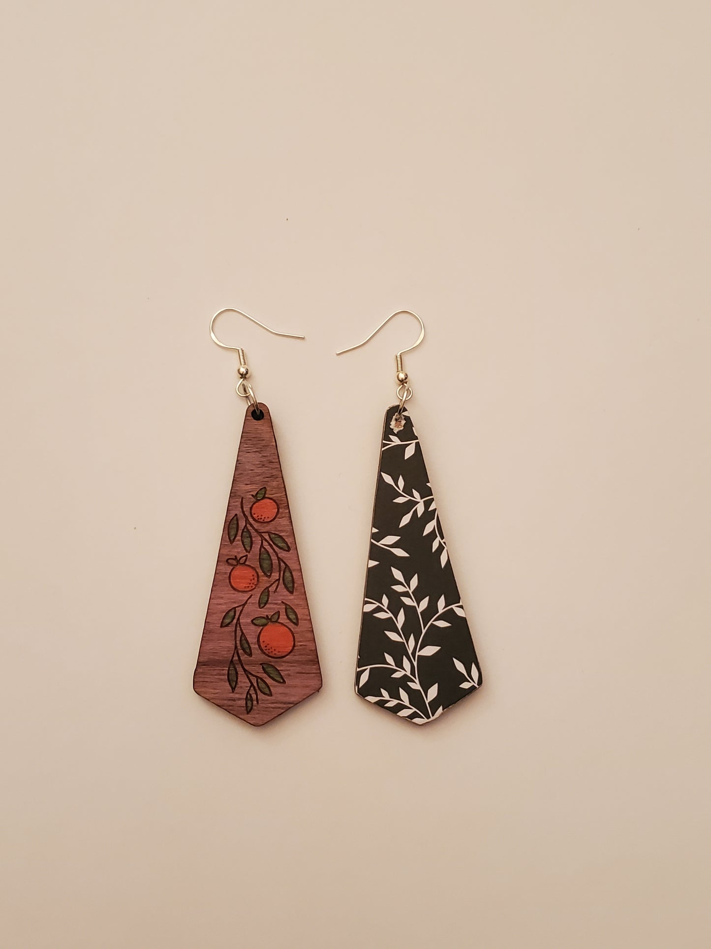 Handpainted Wooden Orange Fruit Earrings