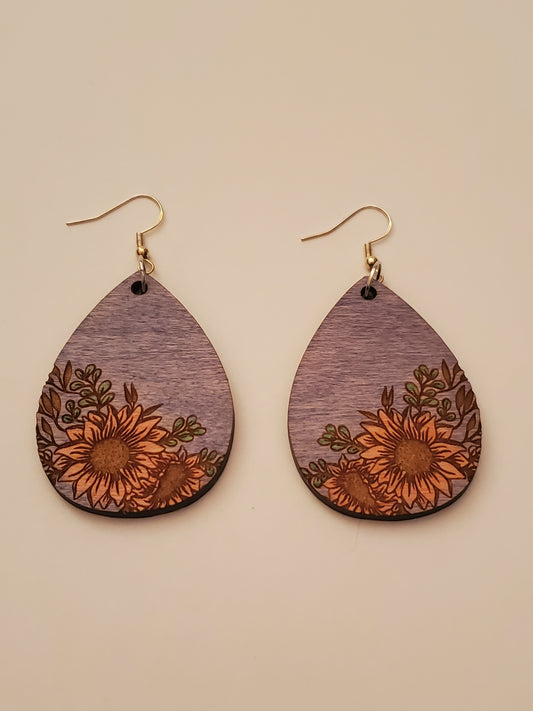 Wood Floral Earrings