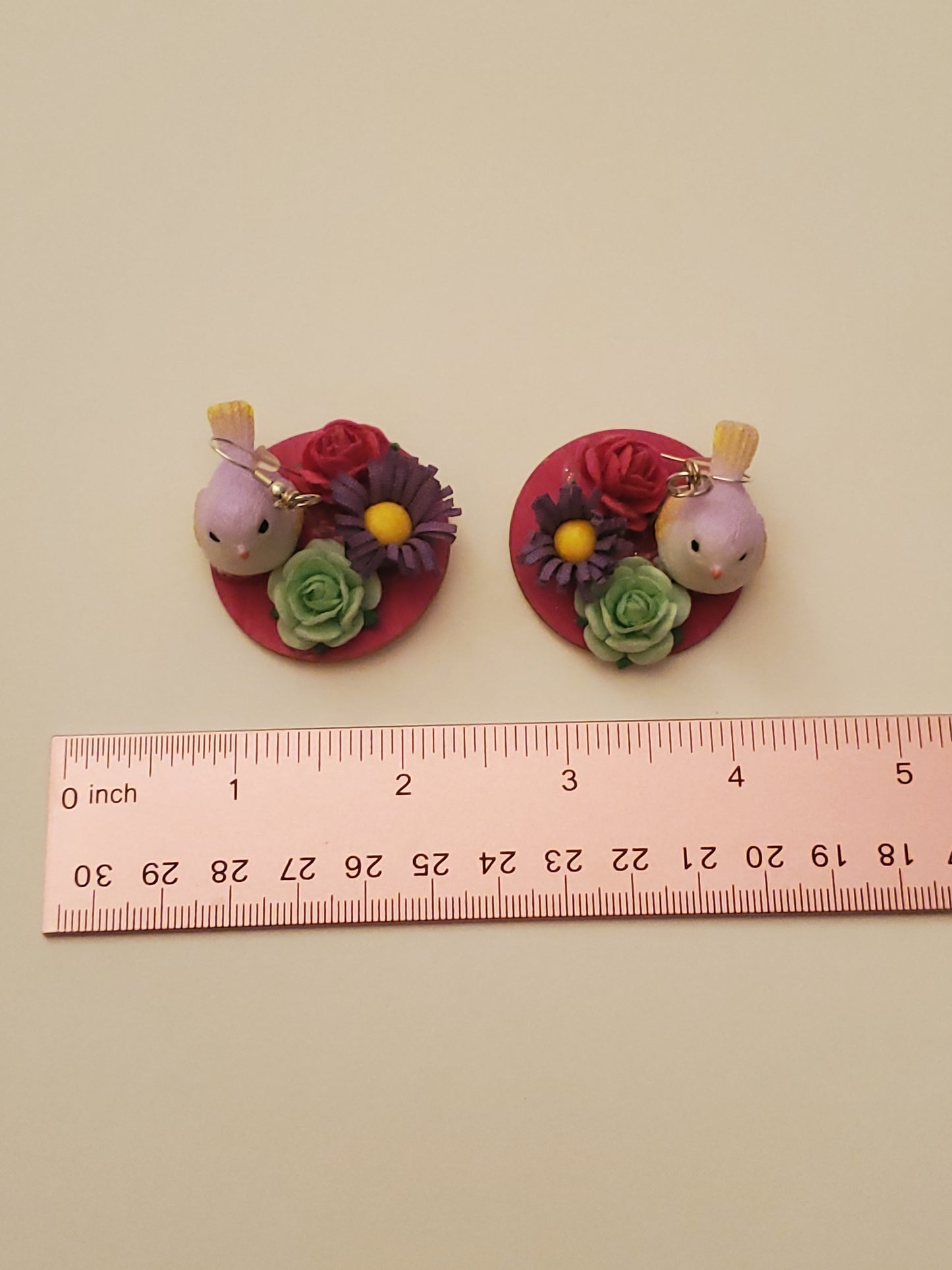 Bird and Flower 3D Earrings