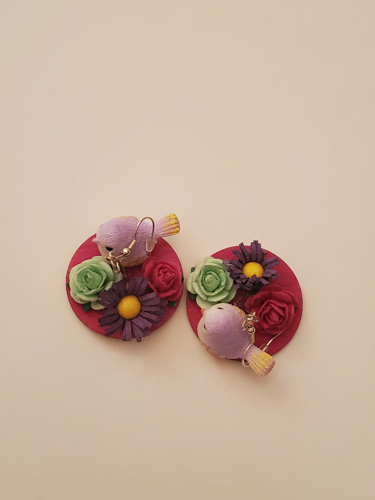 Bird and Flower 3D Earrings