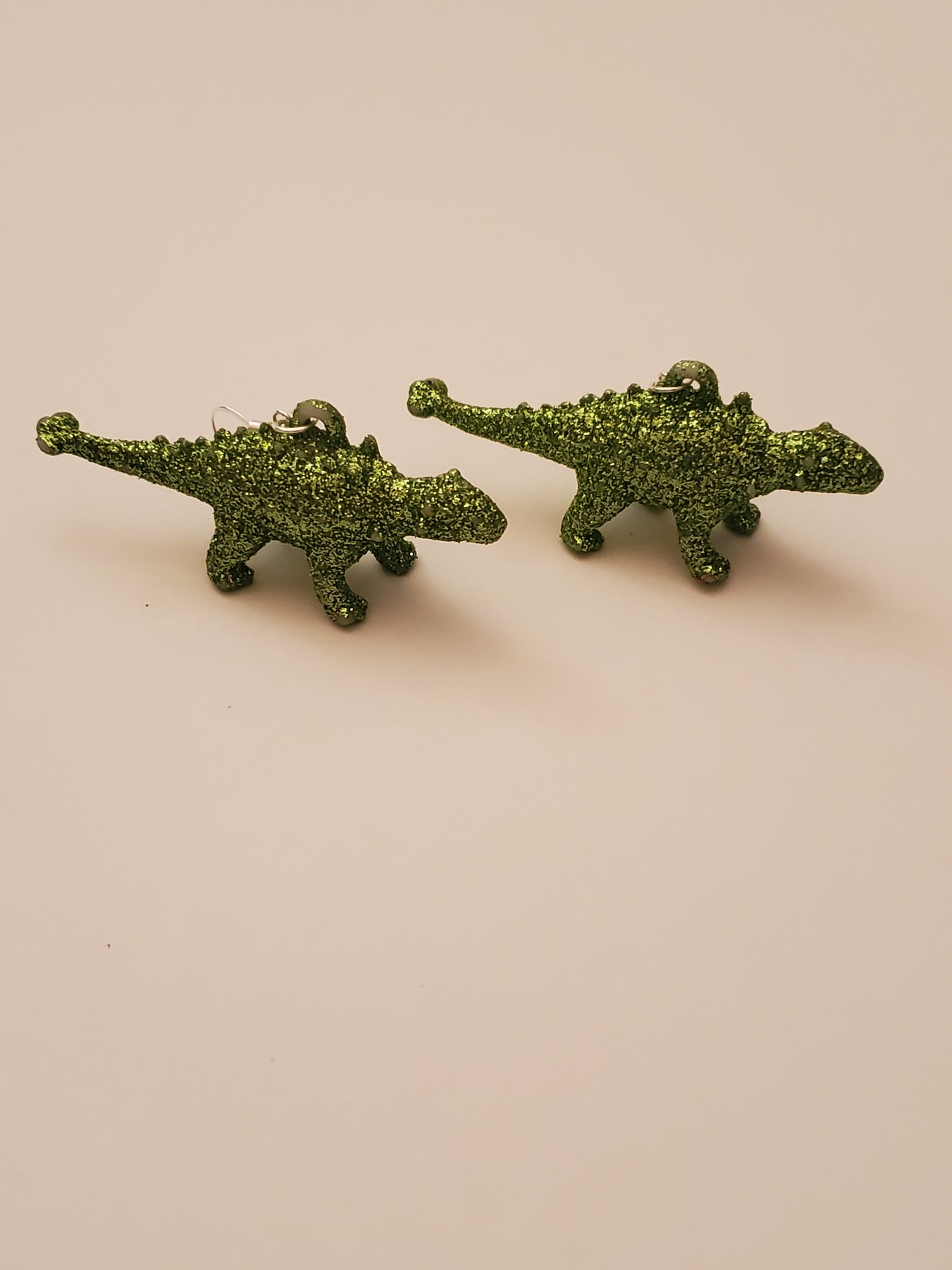 Green Glitter Dinosaur Earrings