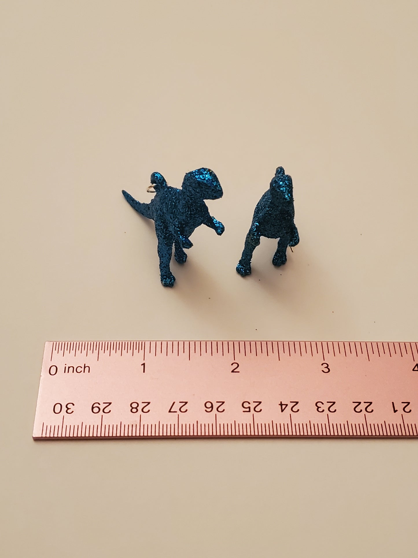 Blue Glitter Dinosaur Earrings