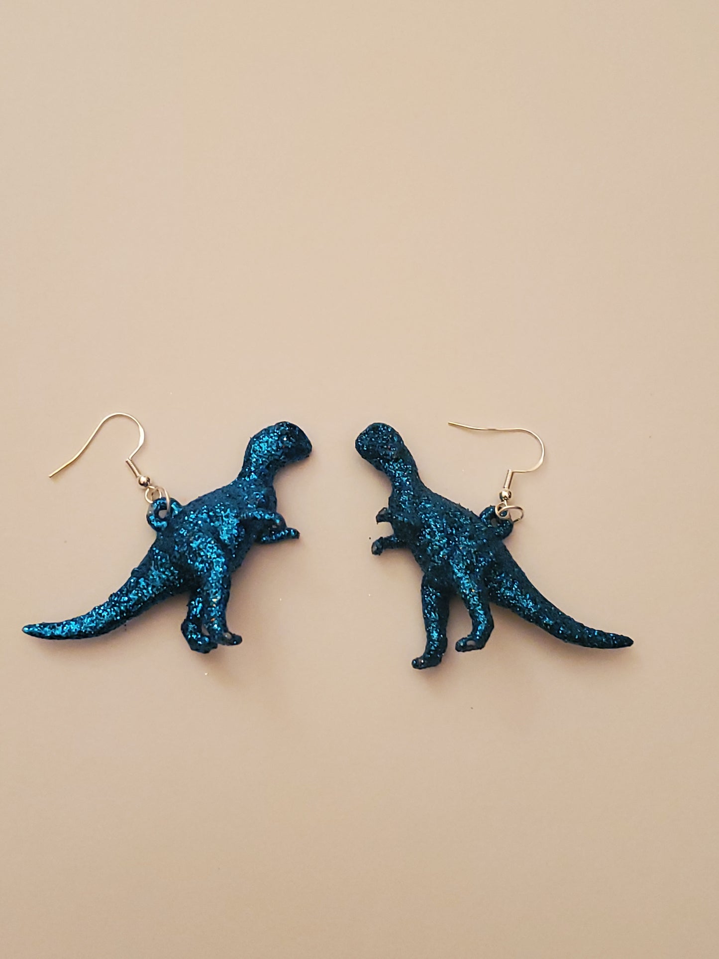 Blue Glitter Dinosaur Earrings