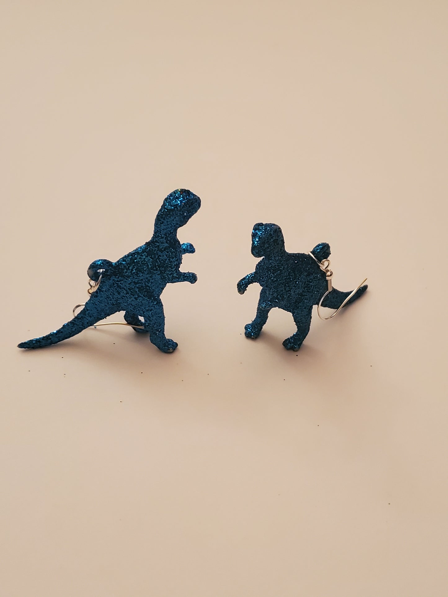 Blue Glitter Dinosaur Earrings