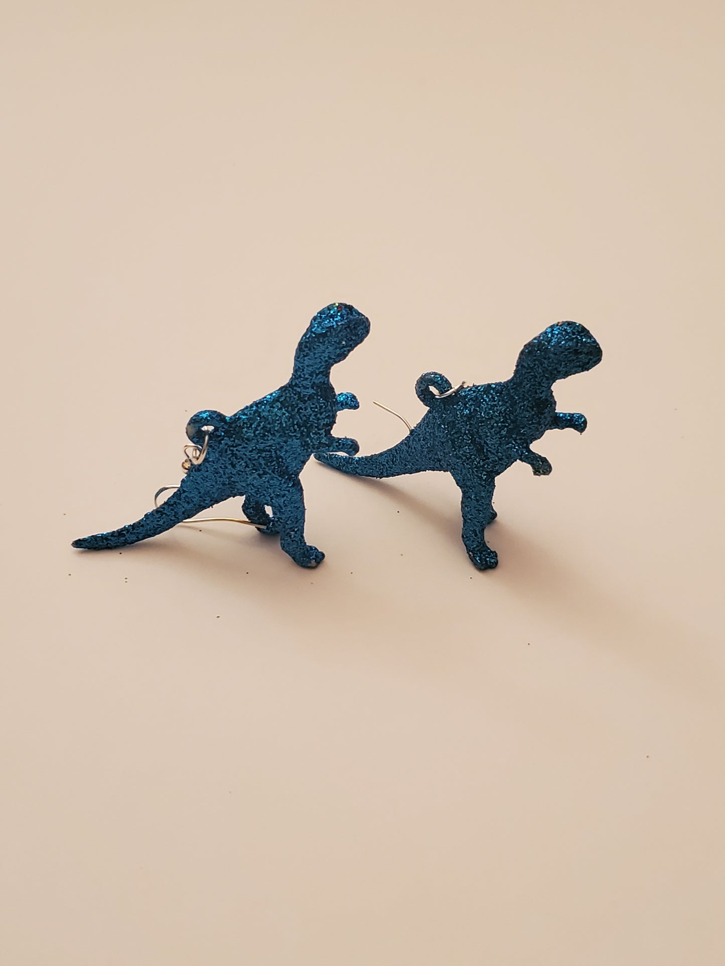 Blue Glitter Dinosaur Earrings