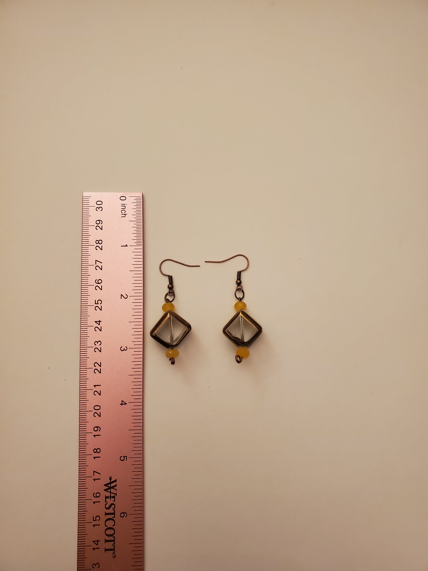 Bronze Glass Cube Earrings