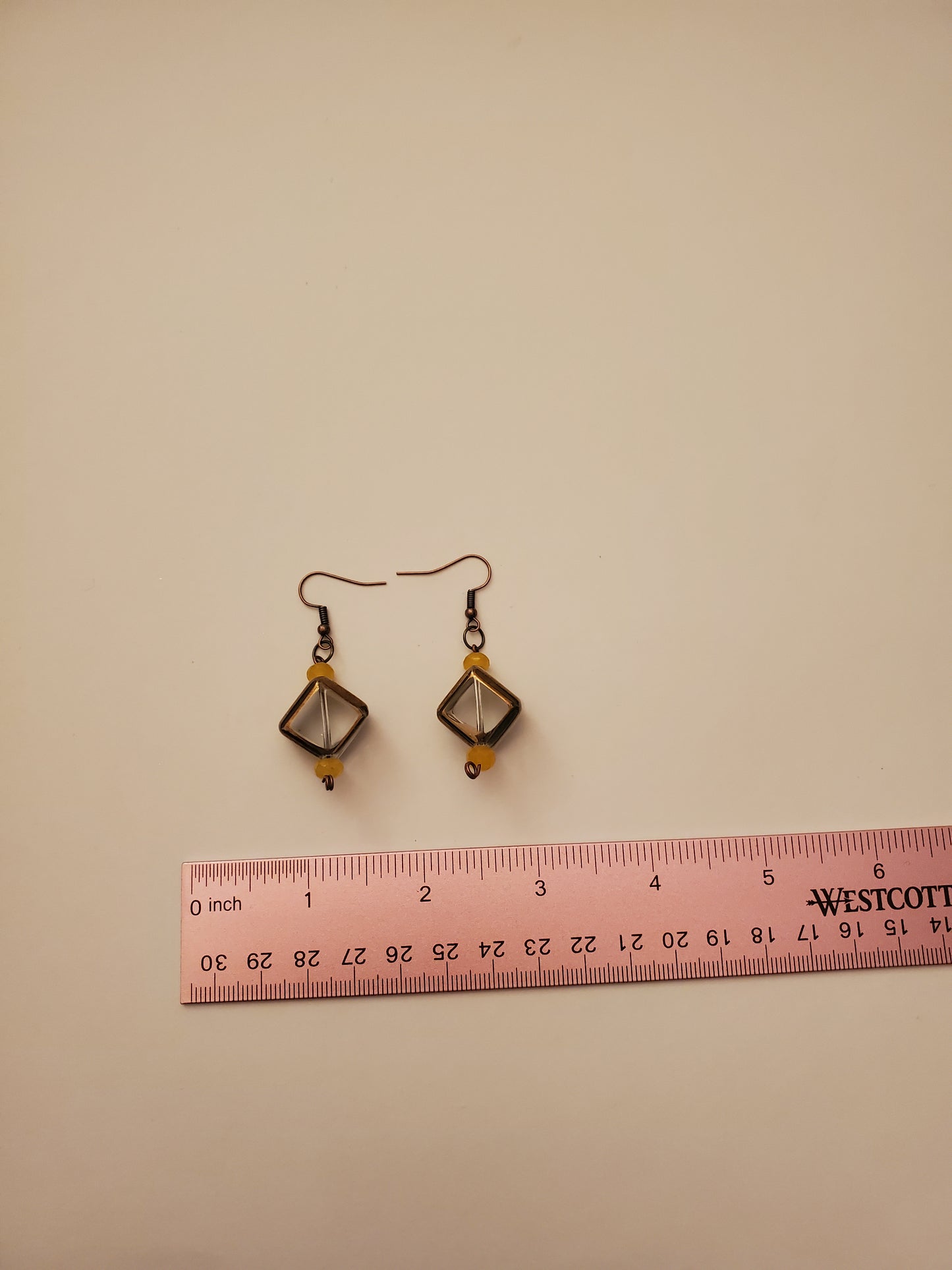 Bronze Glass Cube Earrings