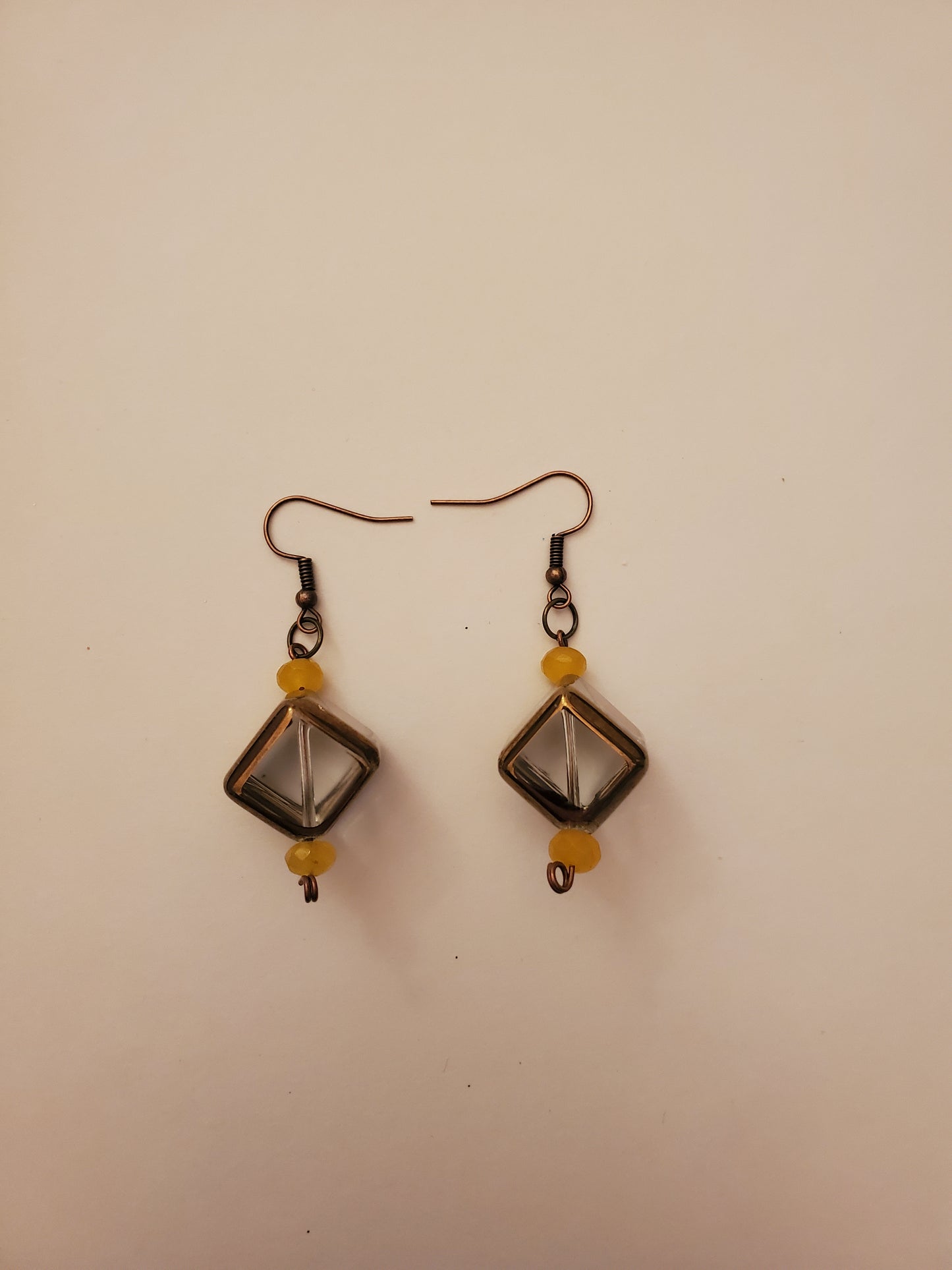 Bronze Glass Cube Earrings