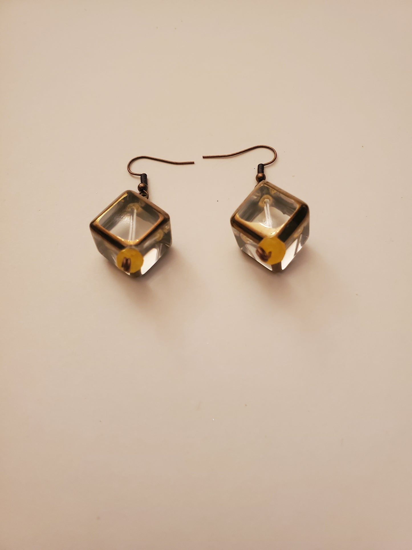 Bronze Glass Cube Earrings