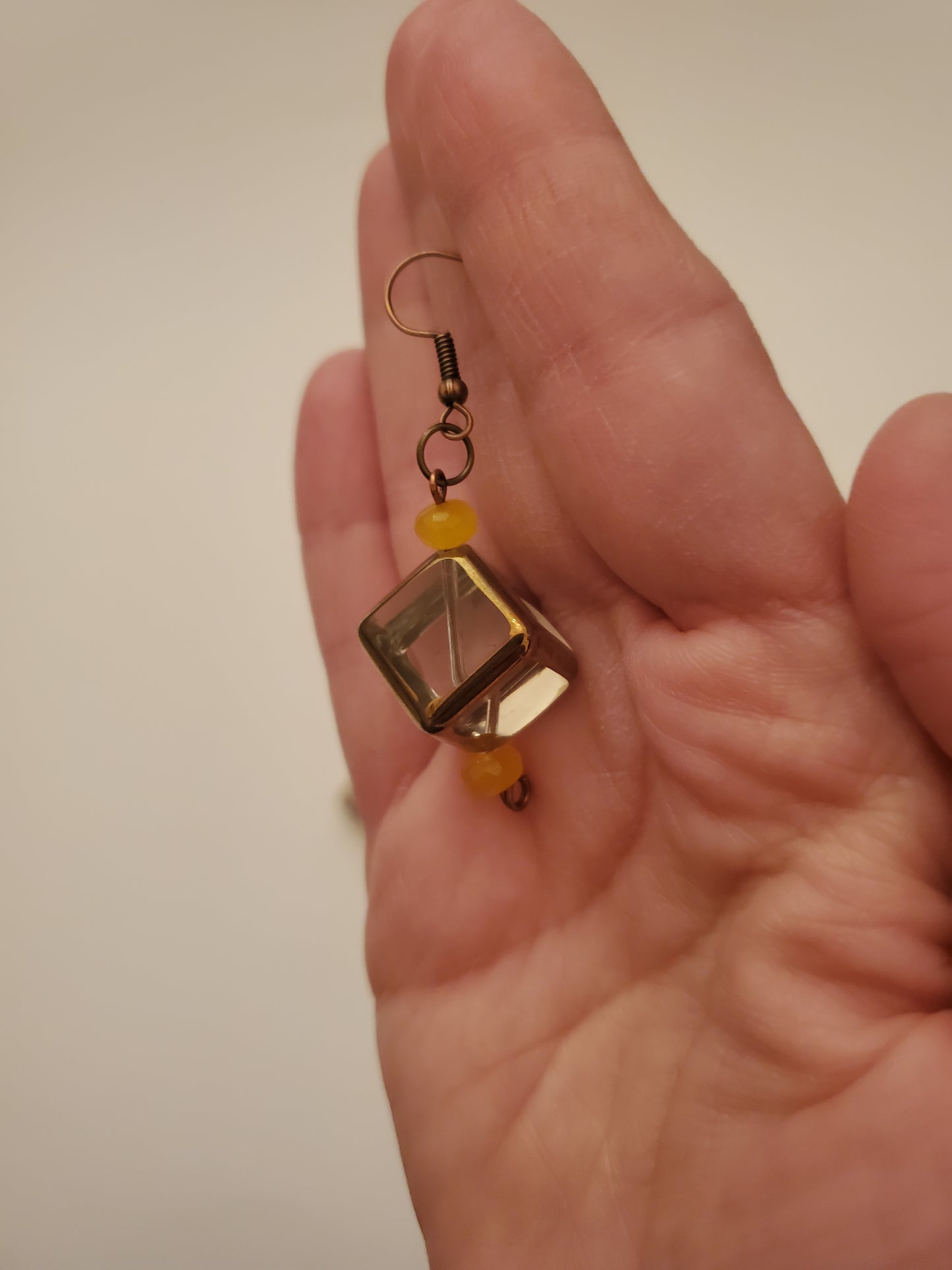 Bronze Glass Cube Earrings