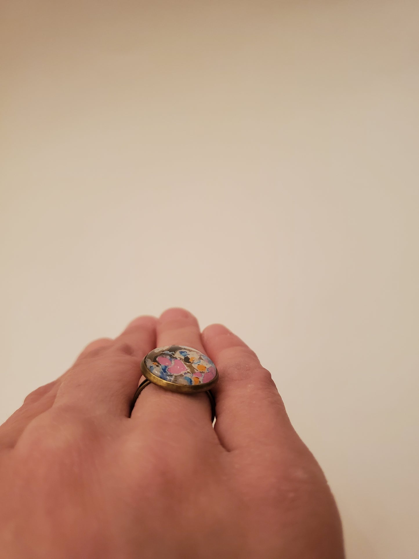 Glass Cabachon Ring (adjustable base)