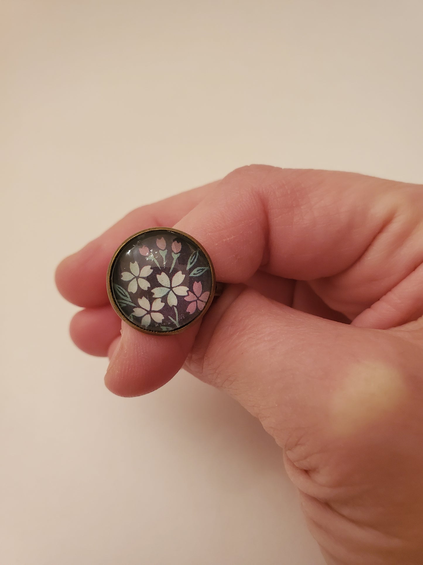 Glass Cabachon Ring (adjustable base)