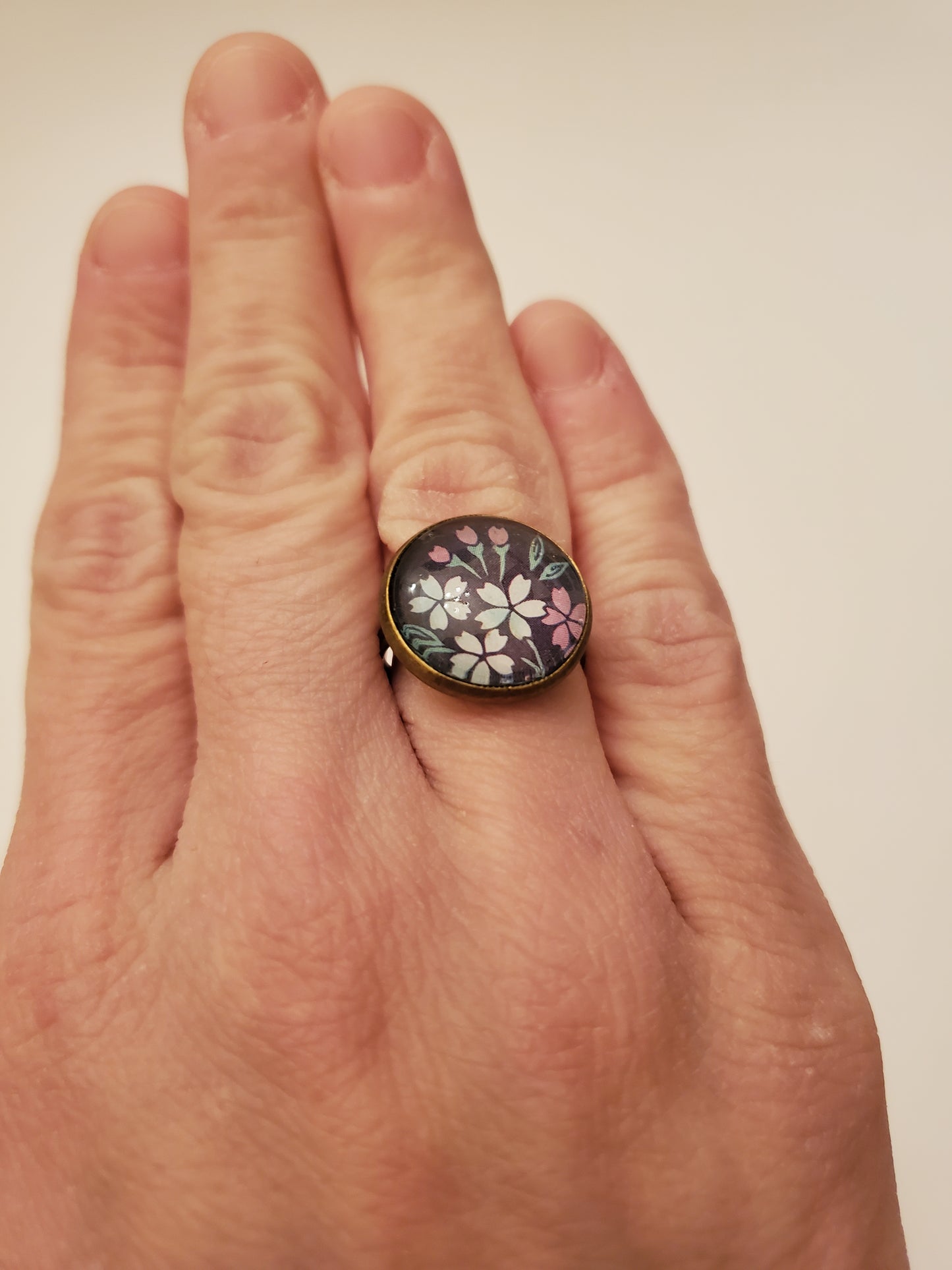 Glass Cabachon Ring (adjustable base)