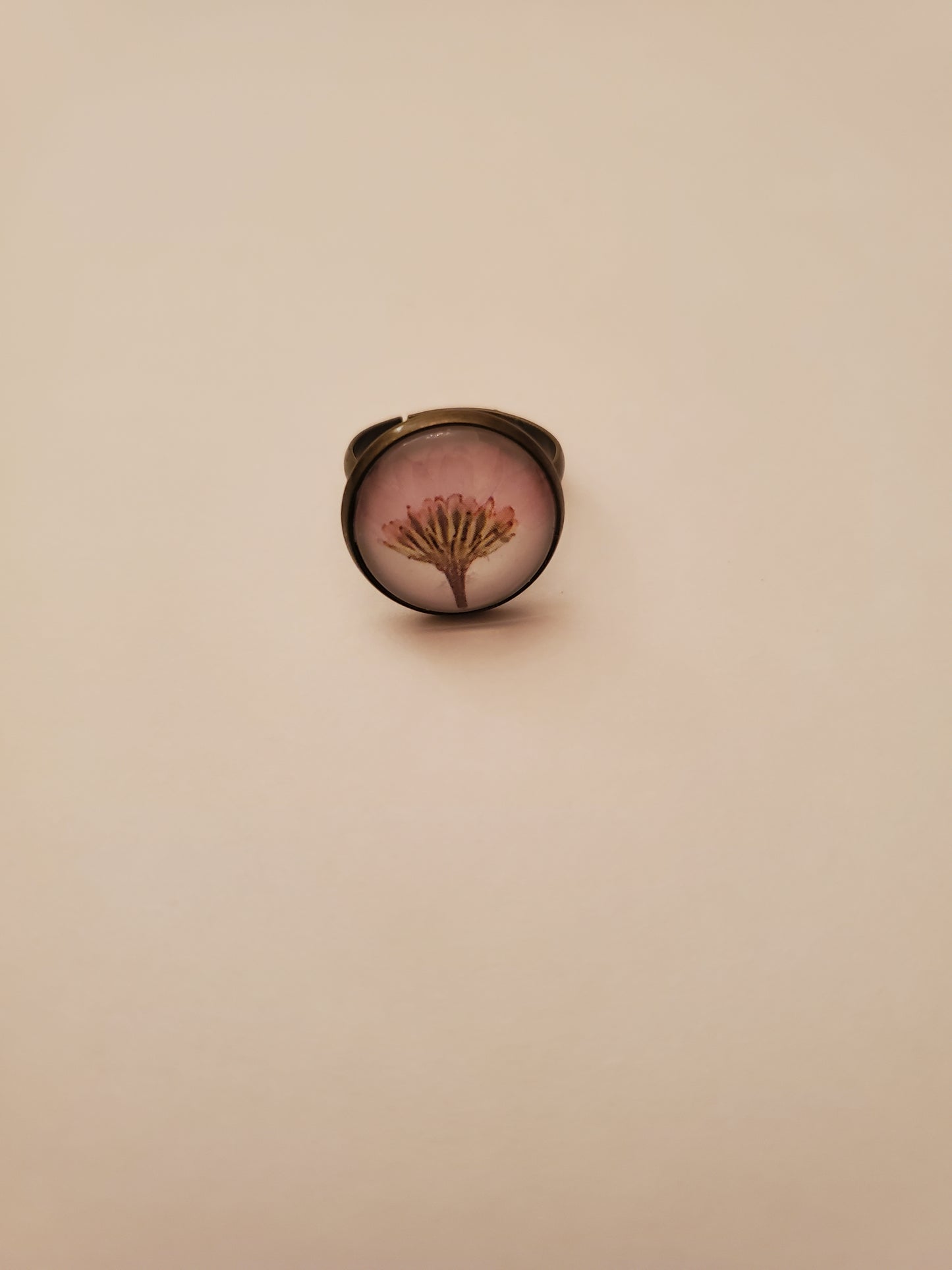 Floral Glass Cabachon Ring