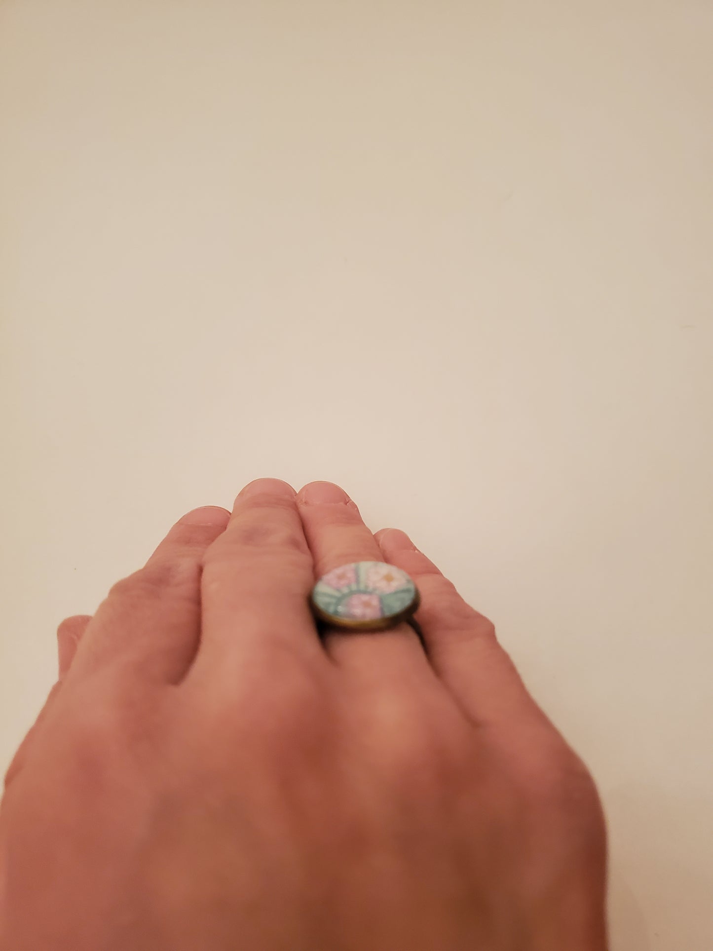 Glass Cabachon Ring (adjustable base)