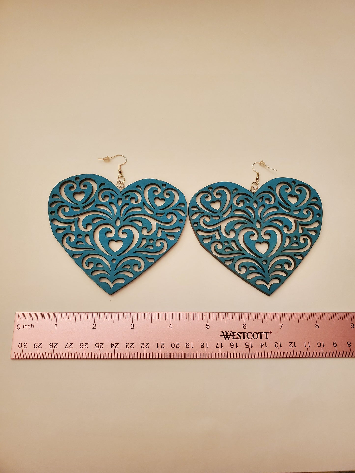 Handpainted Wood Heart Earrings