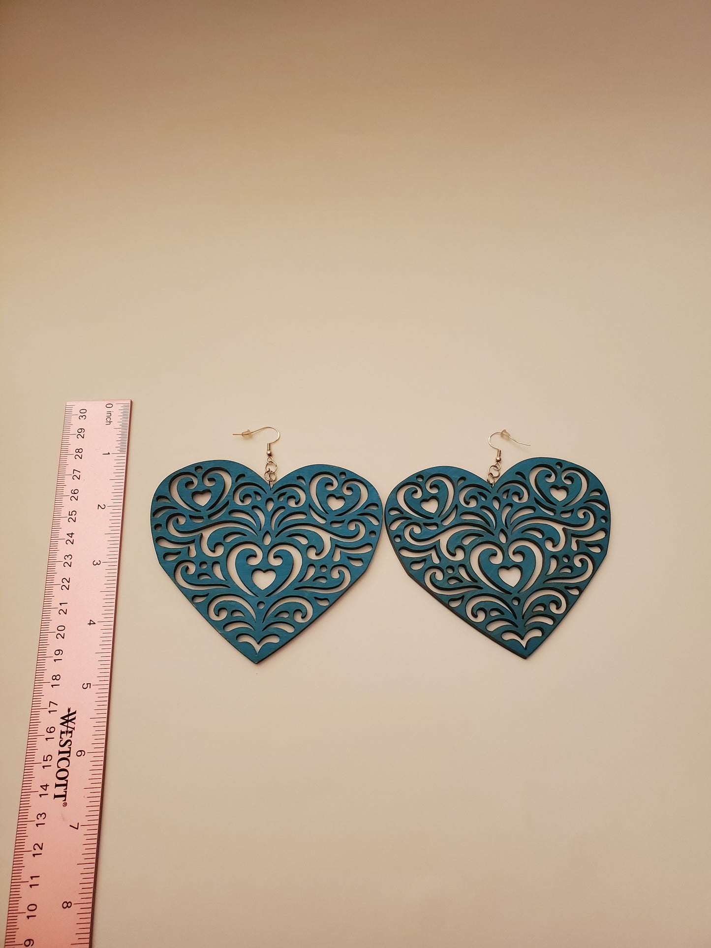 Handpainted Wood Heart Earrings