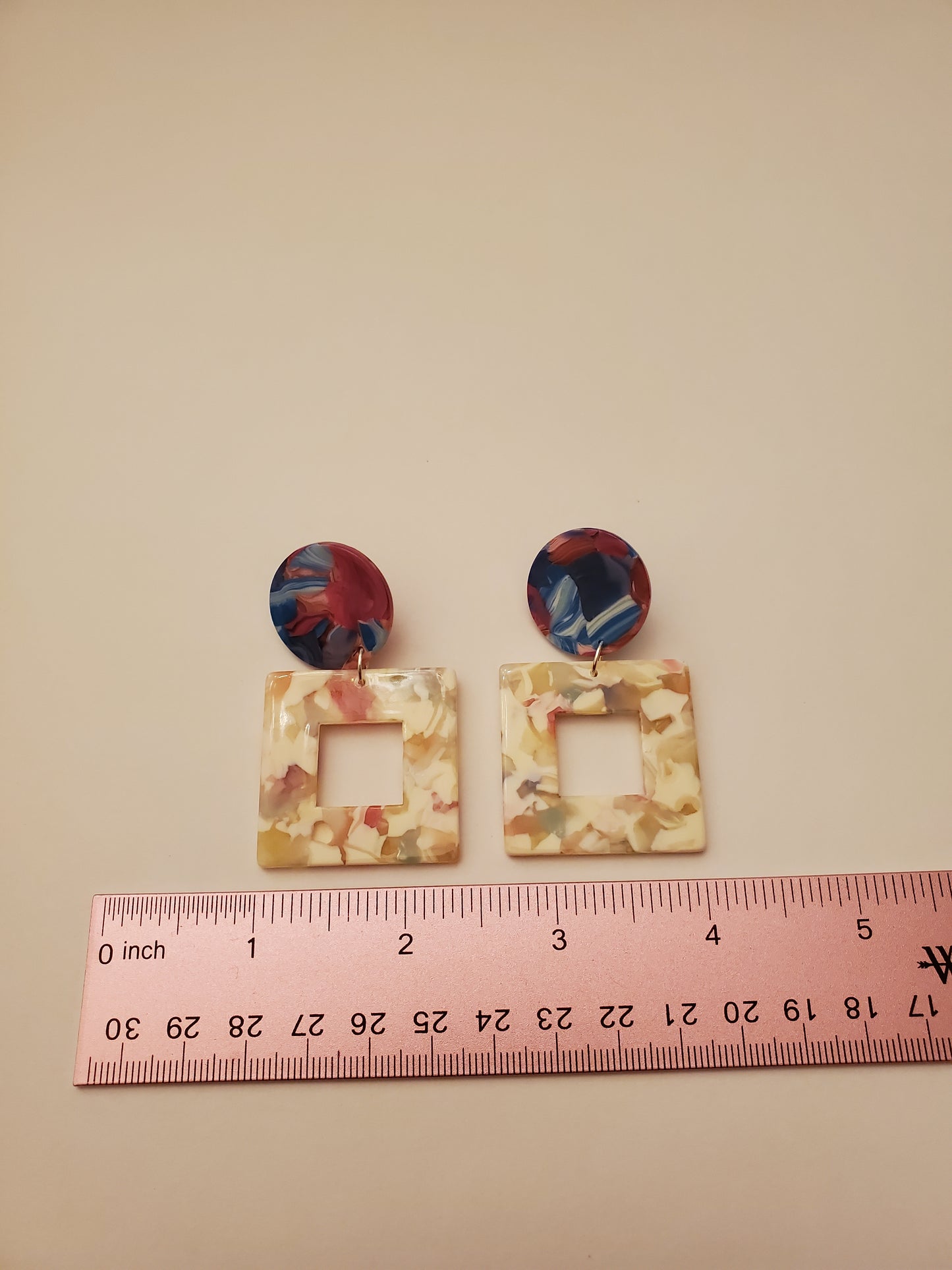 Colorful Acetate Stud Drop Earrings