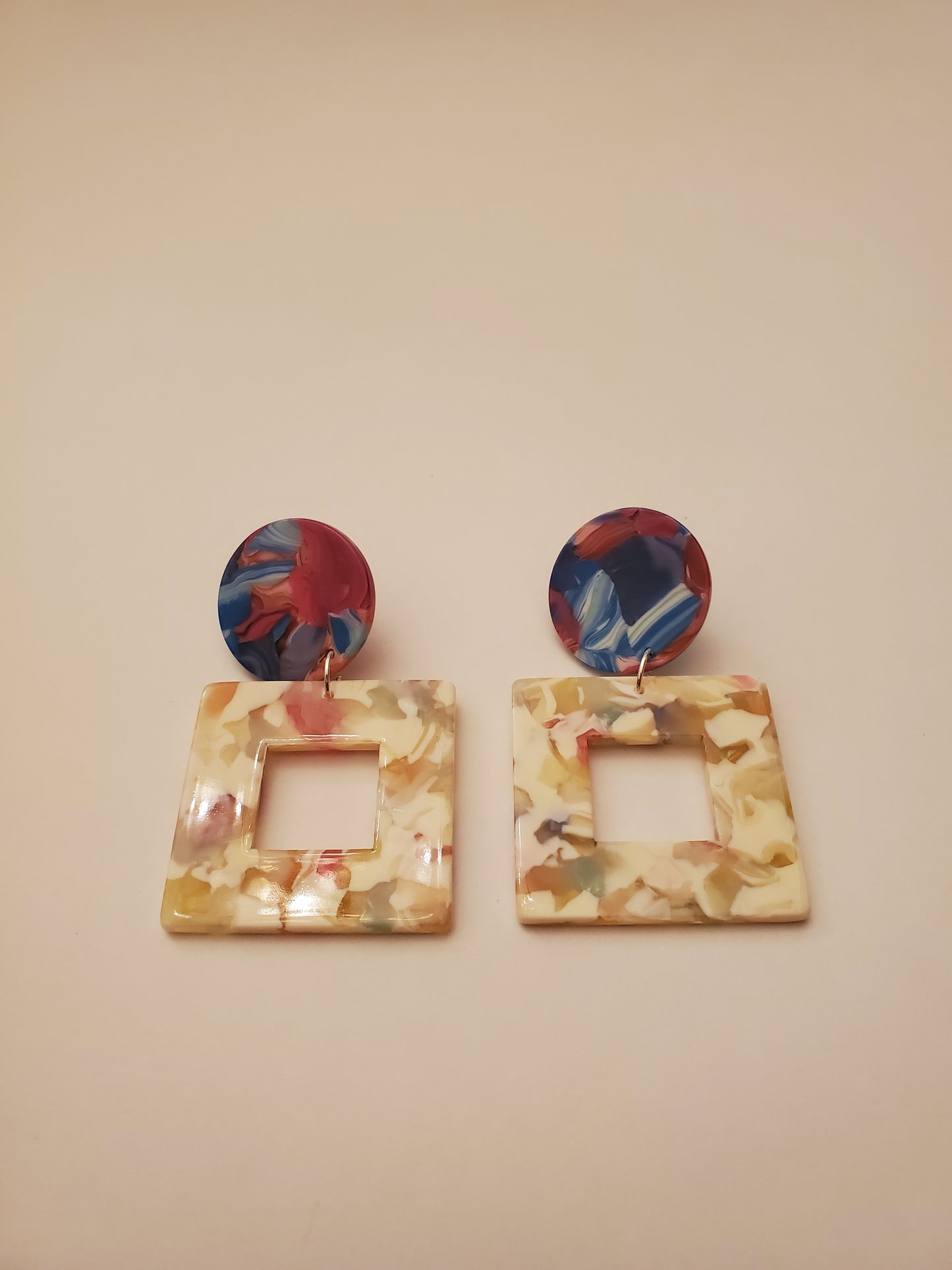 Colorful Acetate Stud Drop Earrings