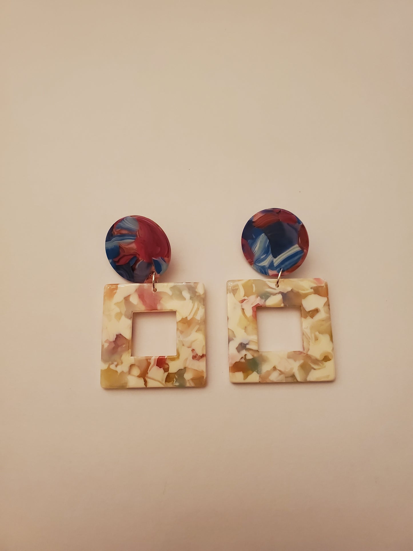 Colorful Acetate Stud Drop Earrings