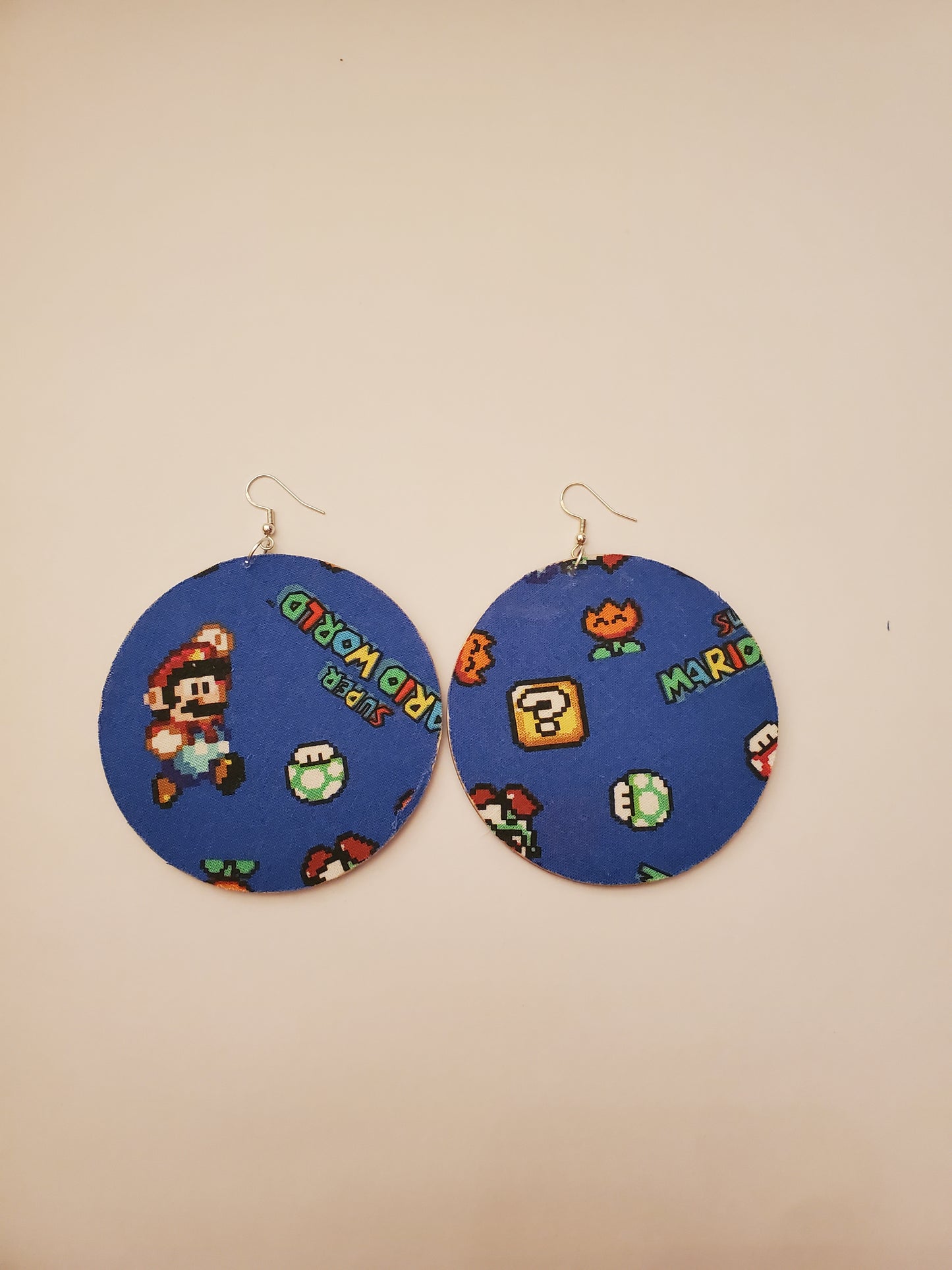 Mario Themed Fabric Wood Earrings