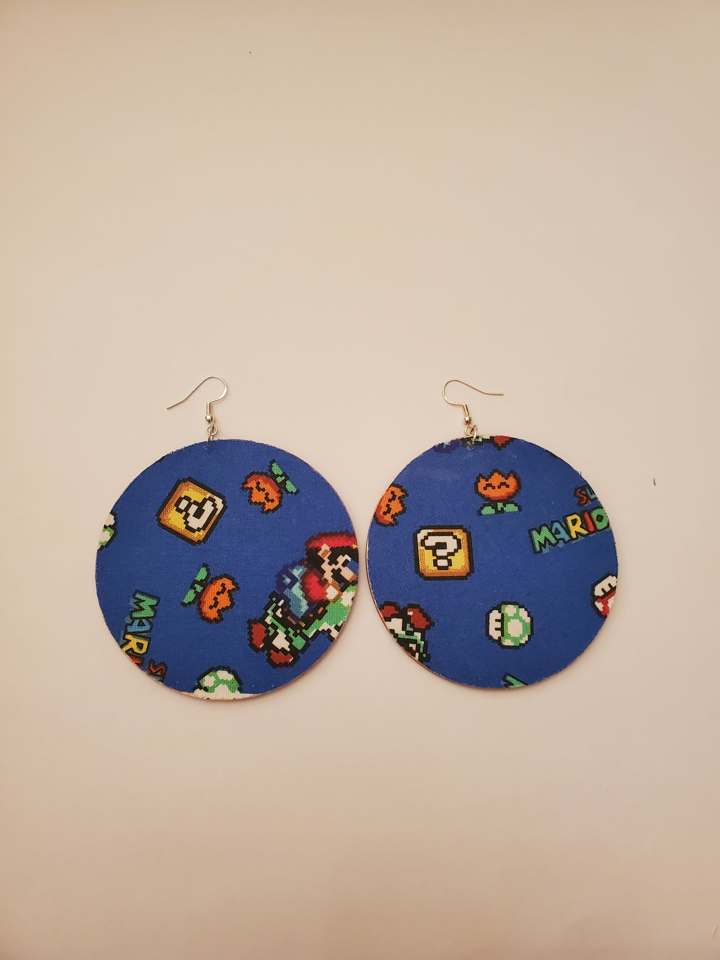 Mario Themed Fabric Wood Earrings