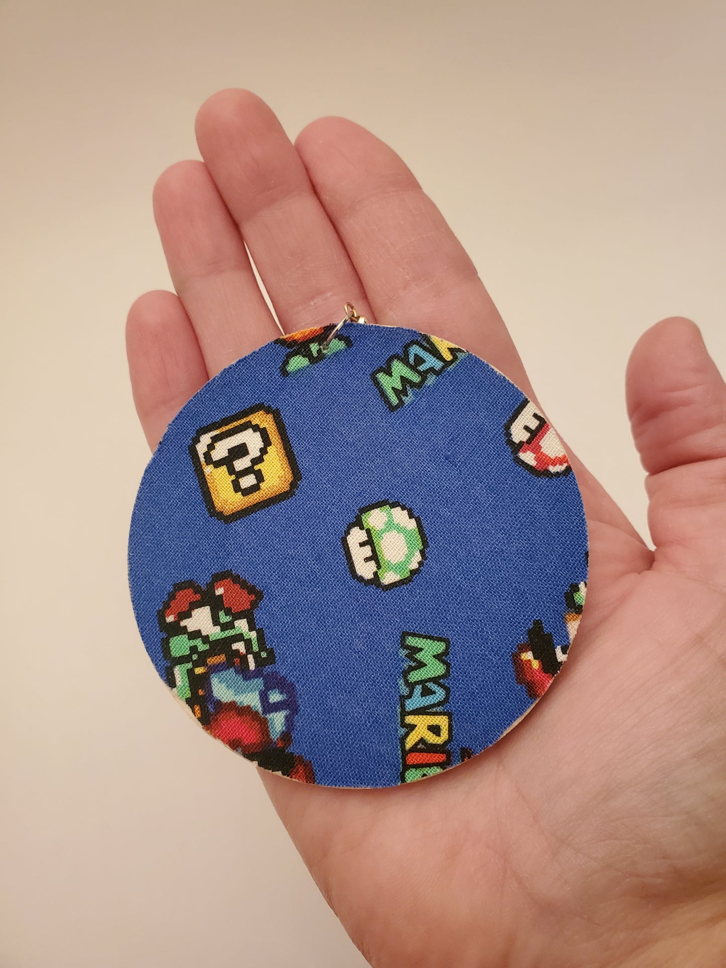 Mario Themed Fabric Wood Earrings