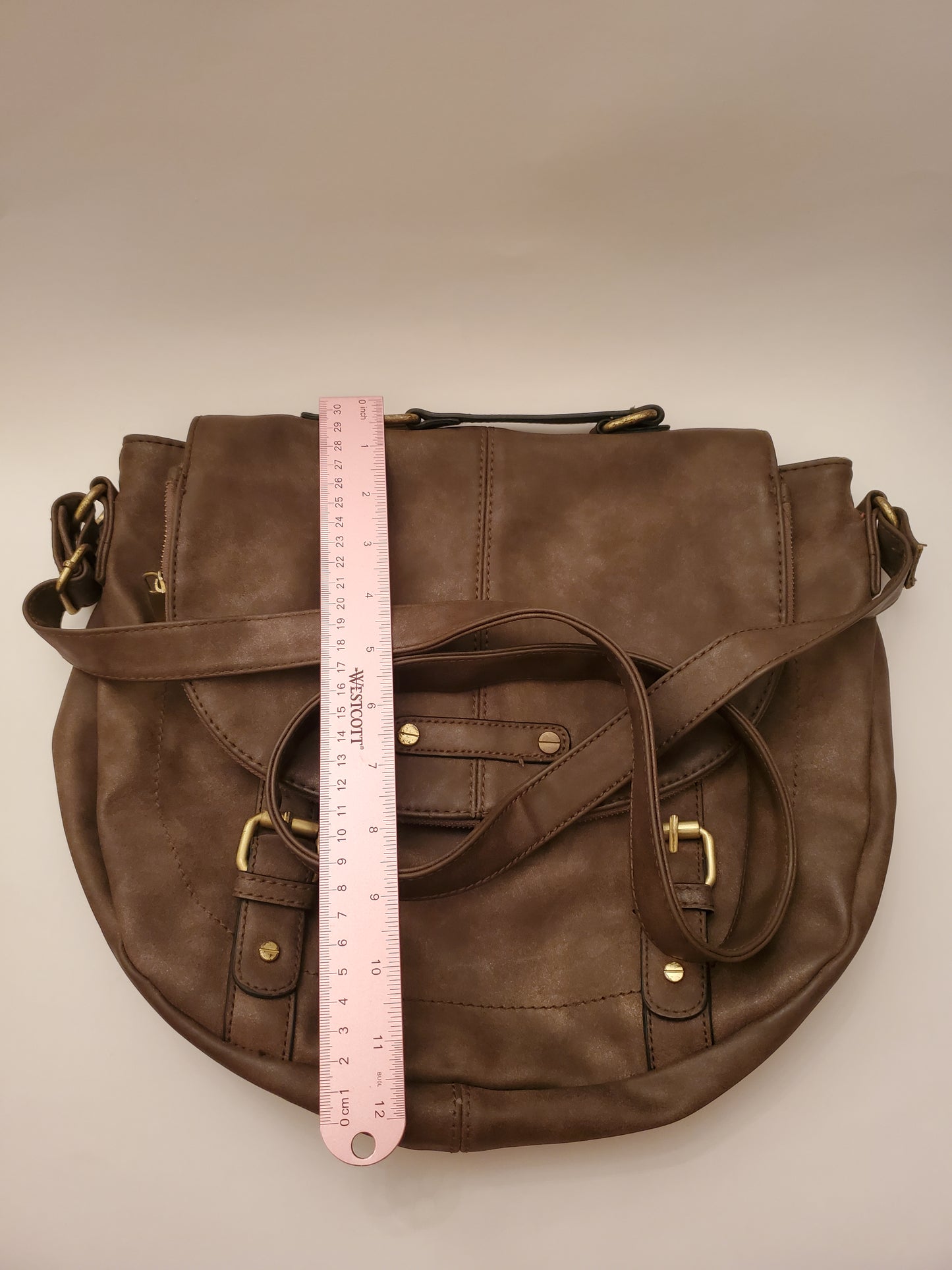 Brown PVC Messenger Bag