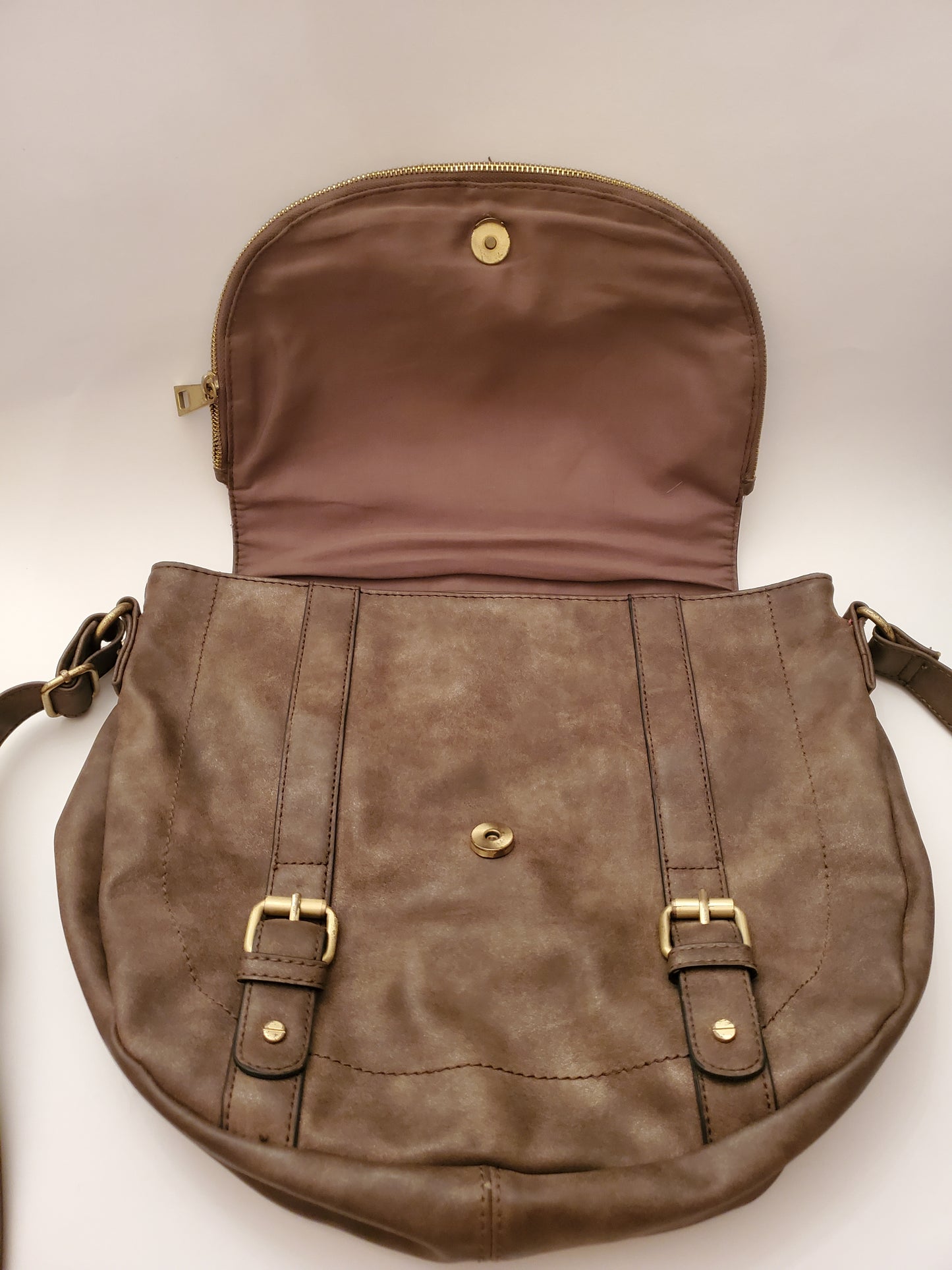 Brown PVC Messenger Bag