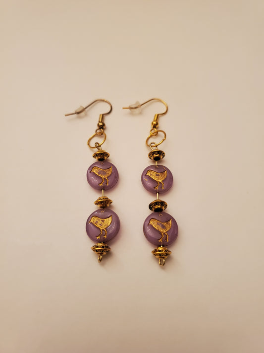 Beaded Bird Themed Earrings