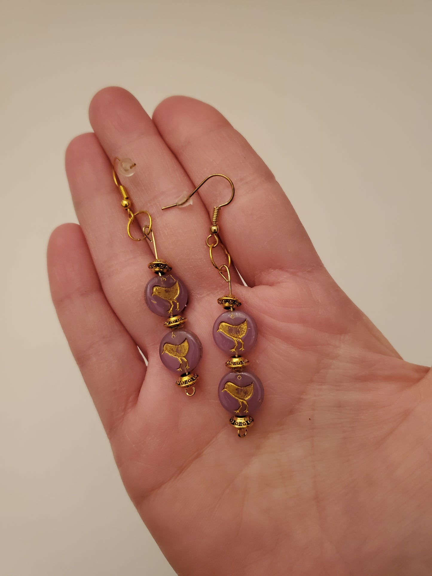 Beaded Bird Themed Earrings