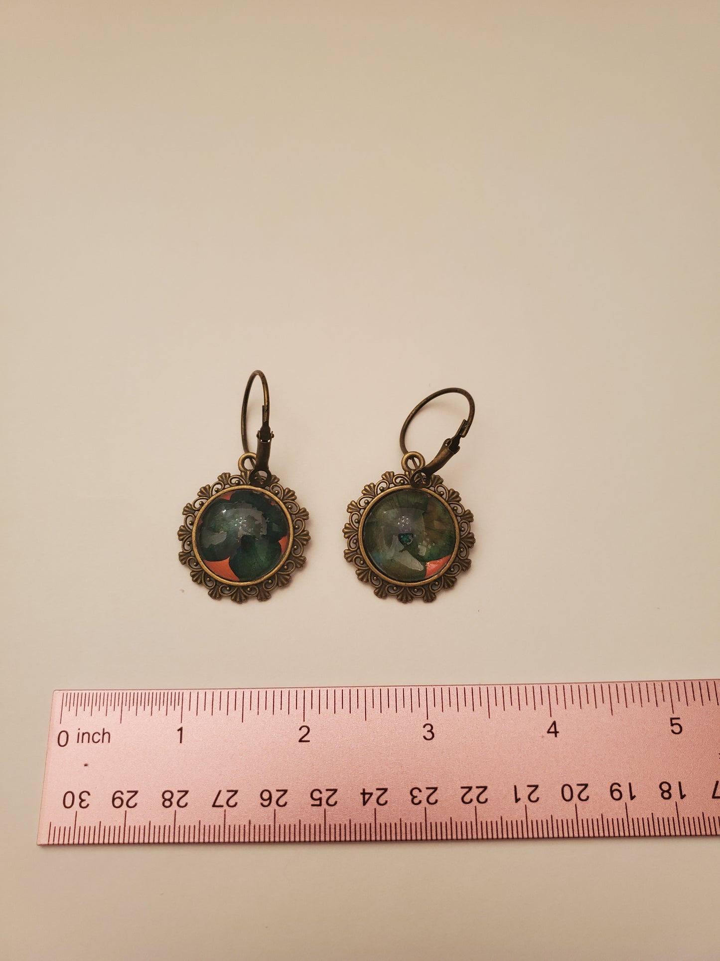 Dried Floral Glass Cabachon Earrings