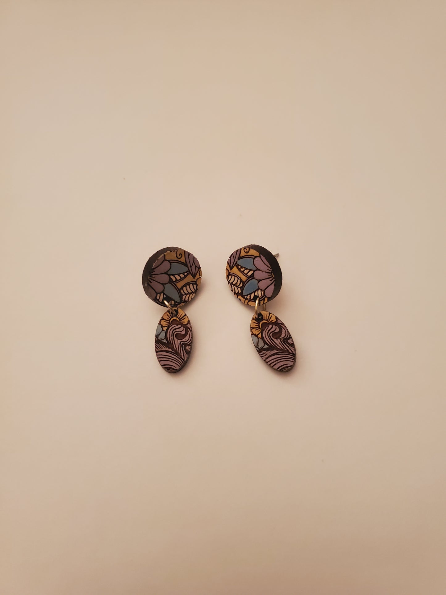 Handpainted Wood Earrings