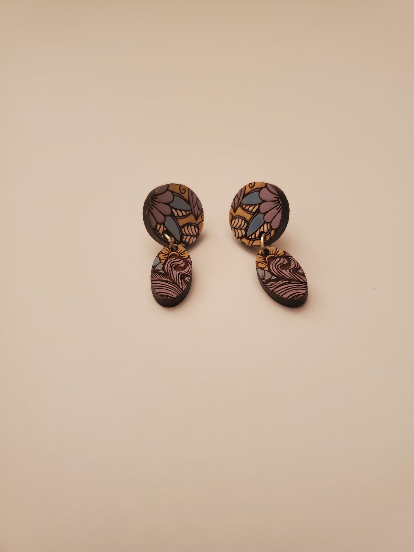 Handpainted Wood Earrings