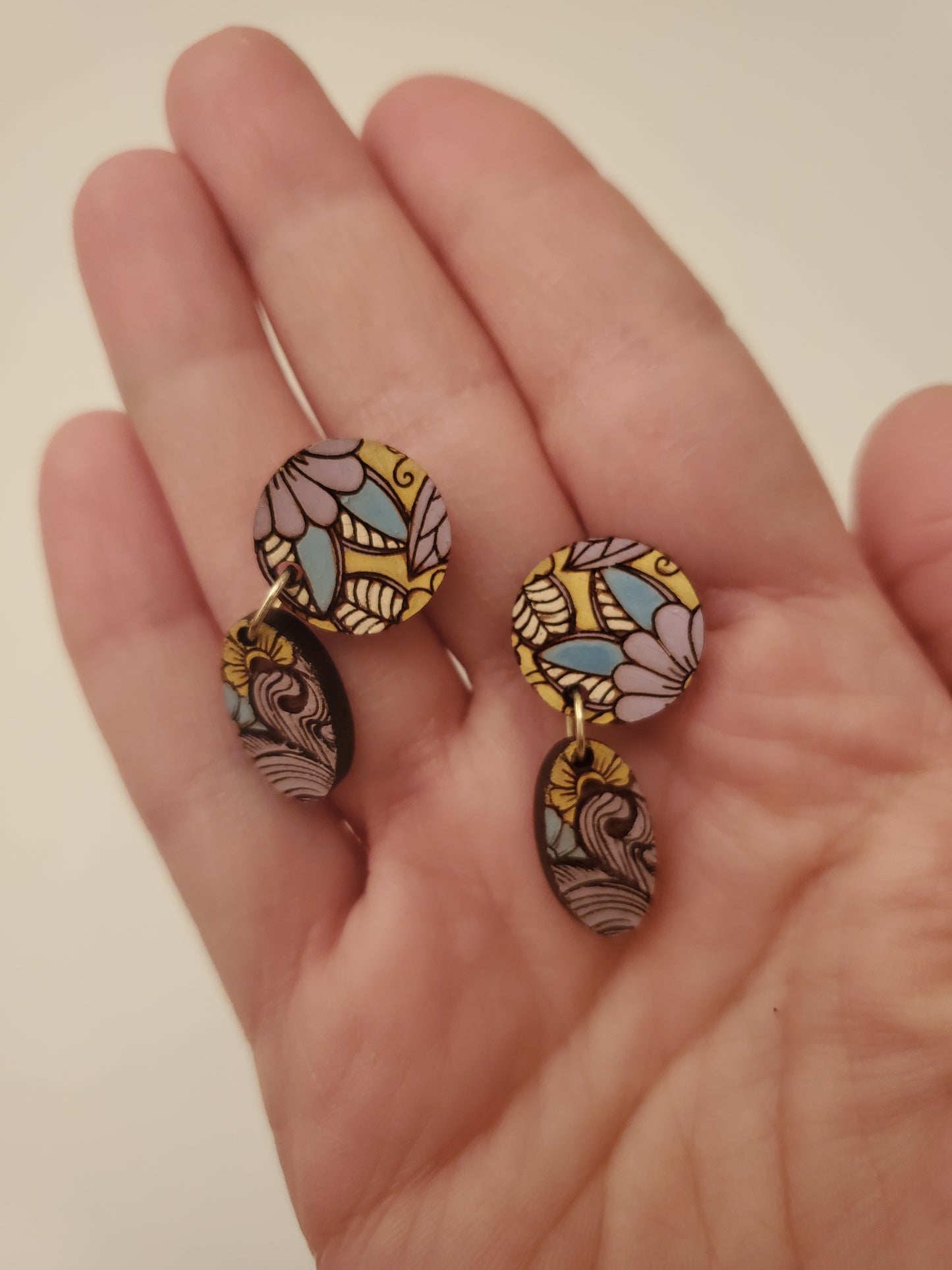 Handpainted Wood Earrings