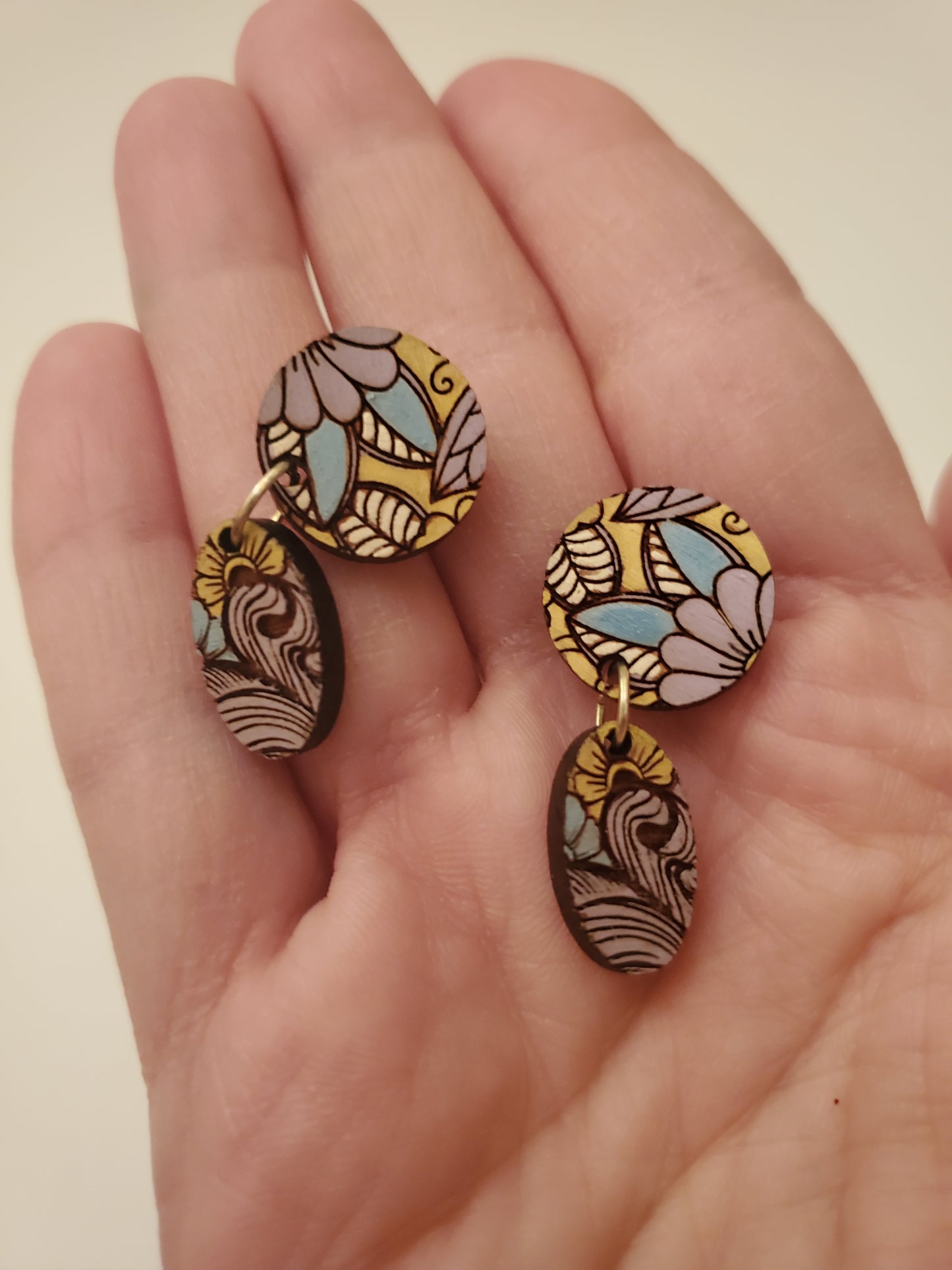 Handpainted Wood Earrings