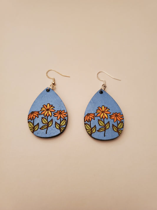 Handpainted Wood Earrings