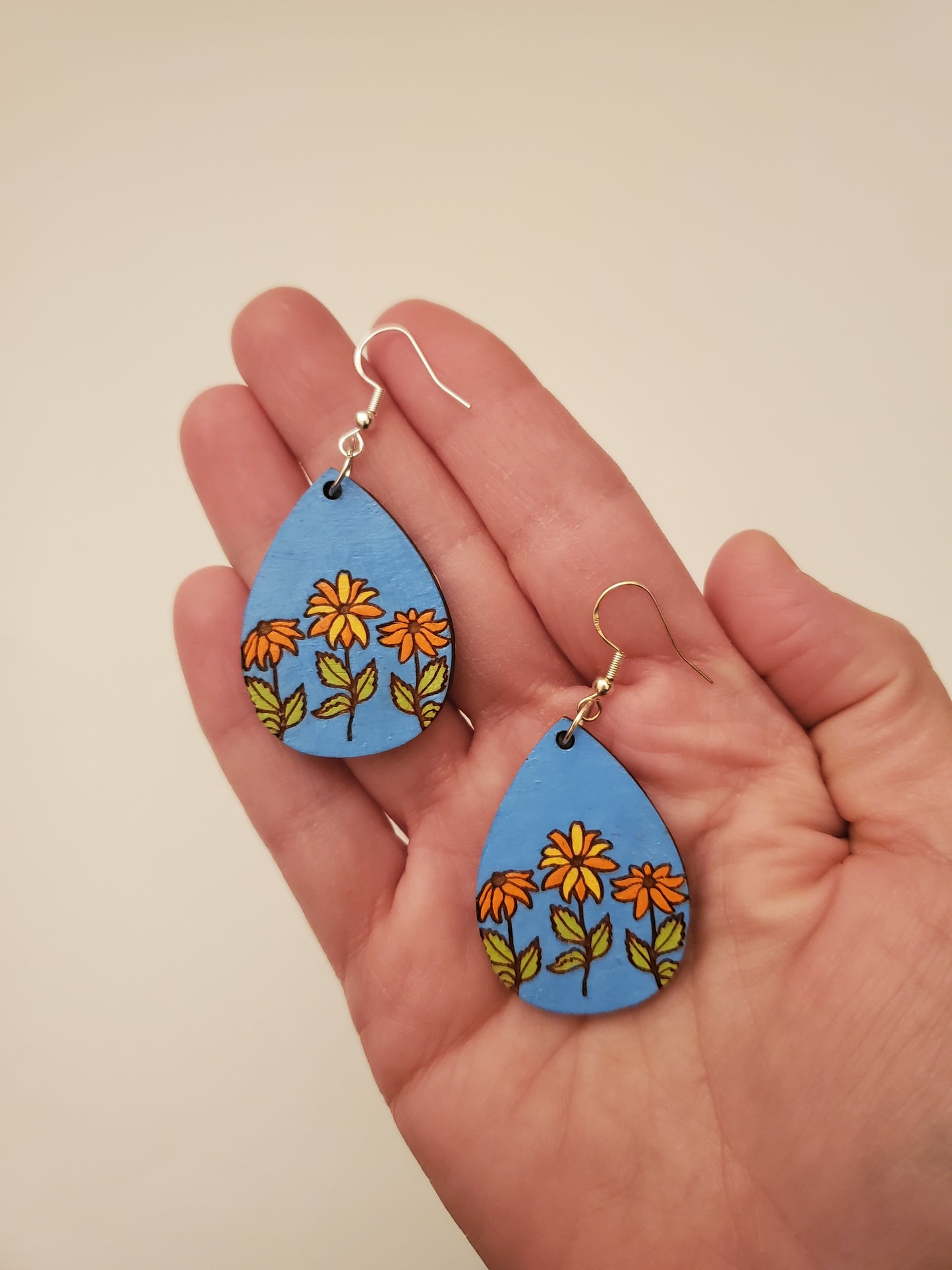 Handpainted Wood Earrings