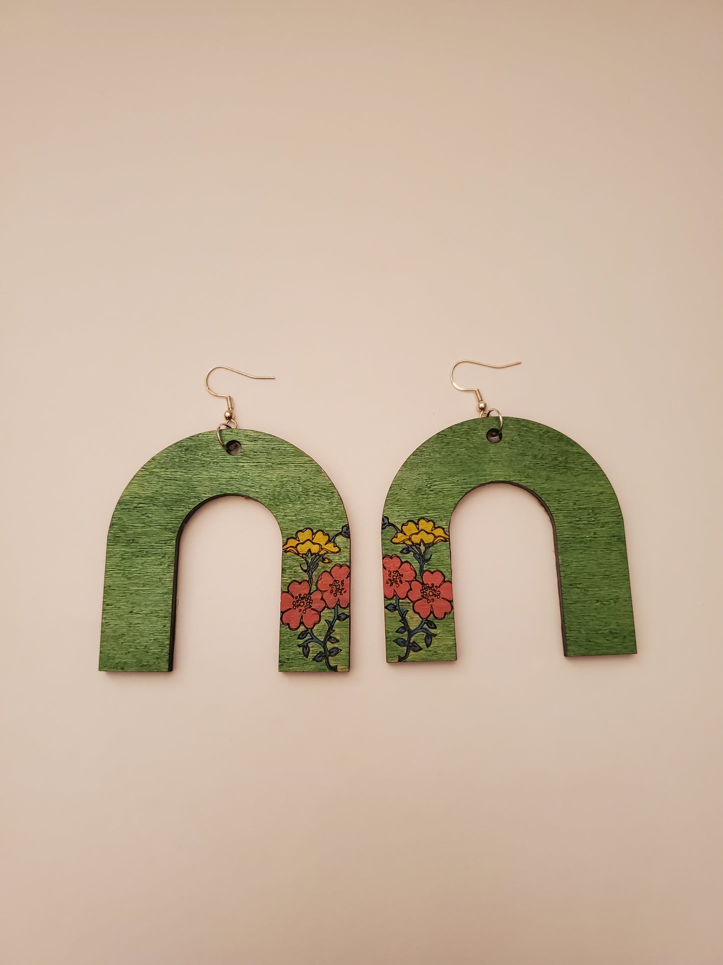 Handpainted Wood Earrings