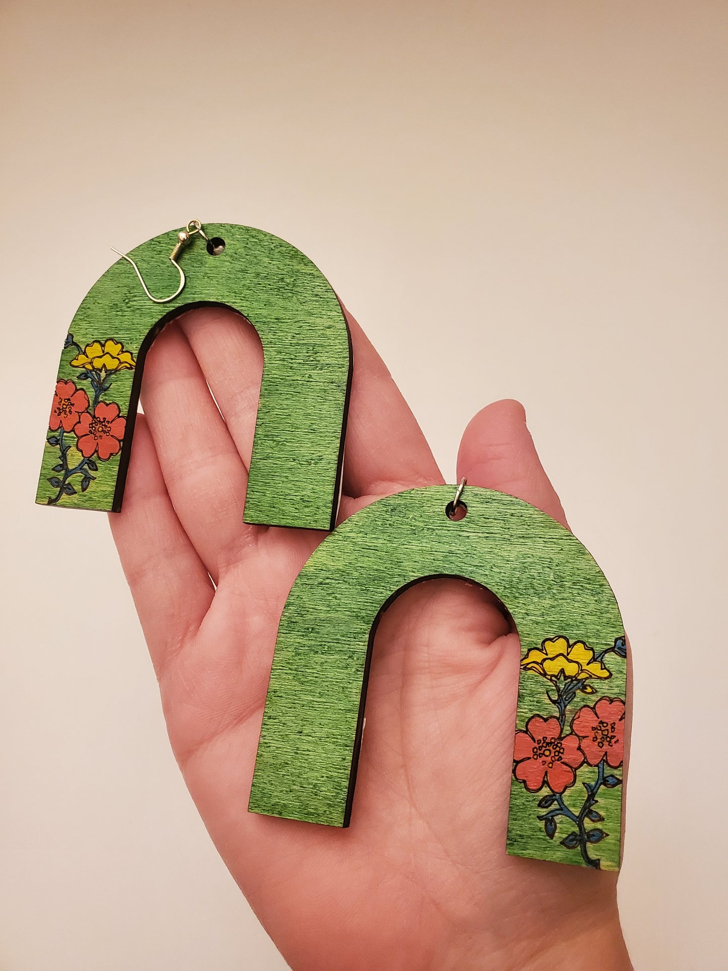 Handpainted Wood Earrings