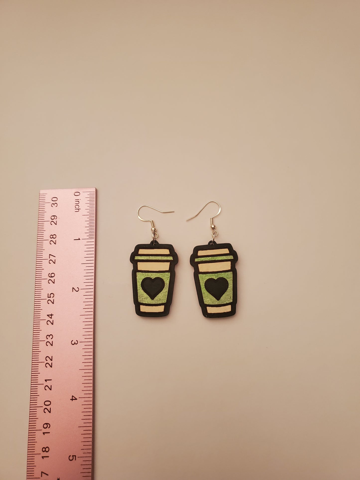 Handpainted Wood Coffee Cup Earrings